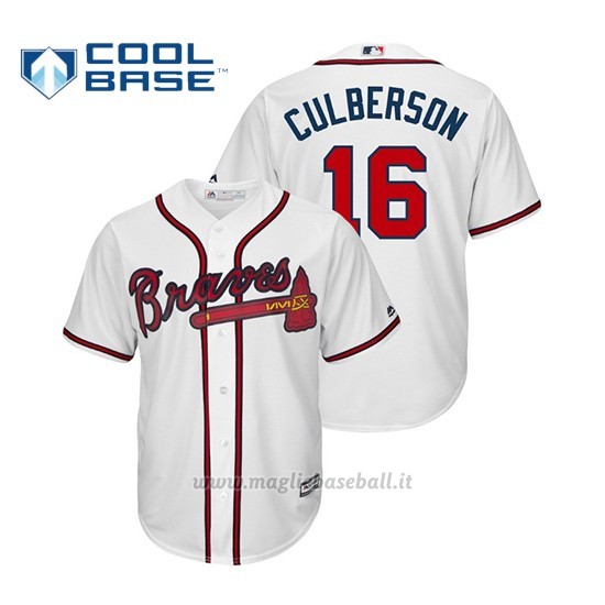Maglia Baseball Uomo Atlanta Braves Charlie Culberson Cool Base Official 1ªBianco